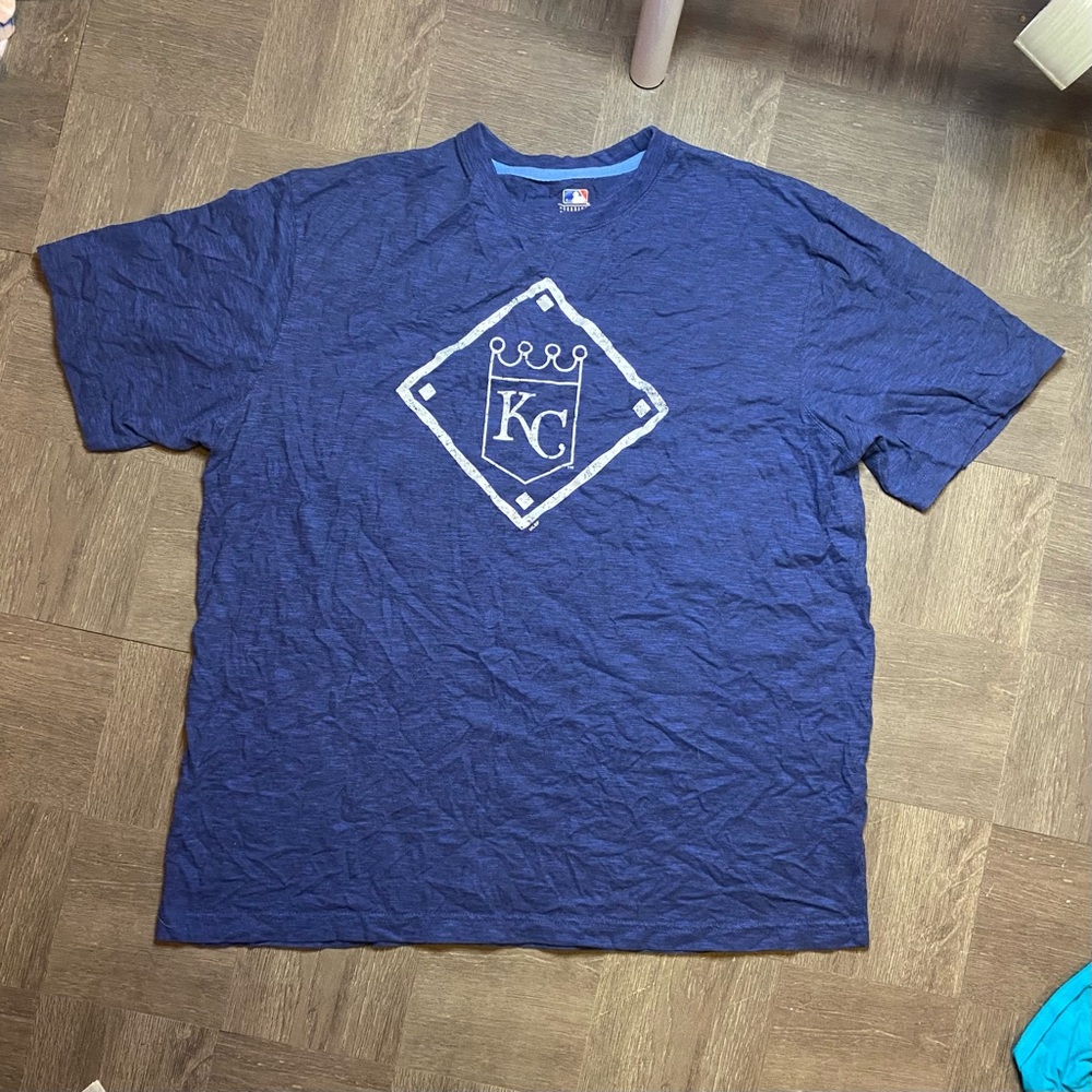MLB Vintage Style KC Royals Graphic T Shirt Blue XL